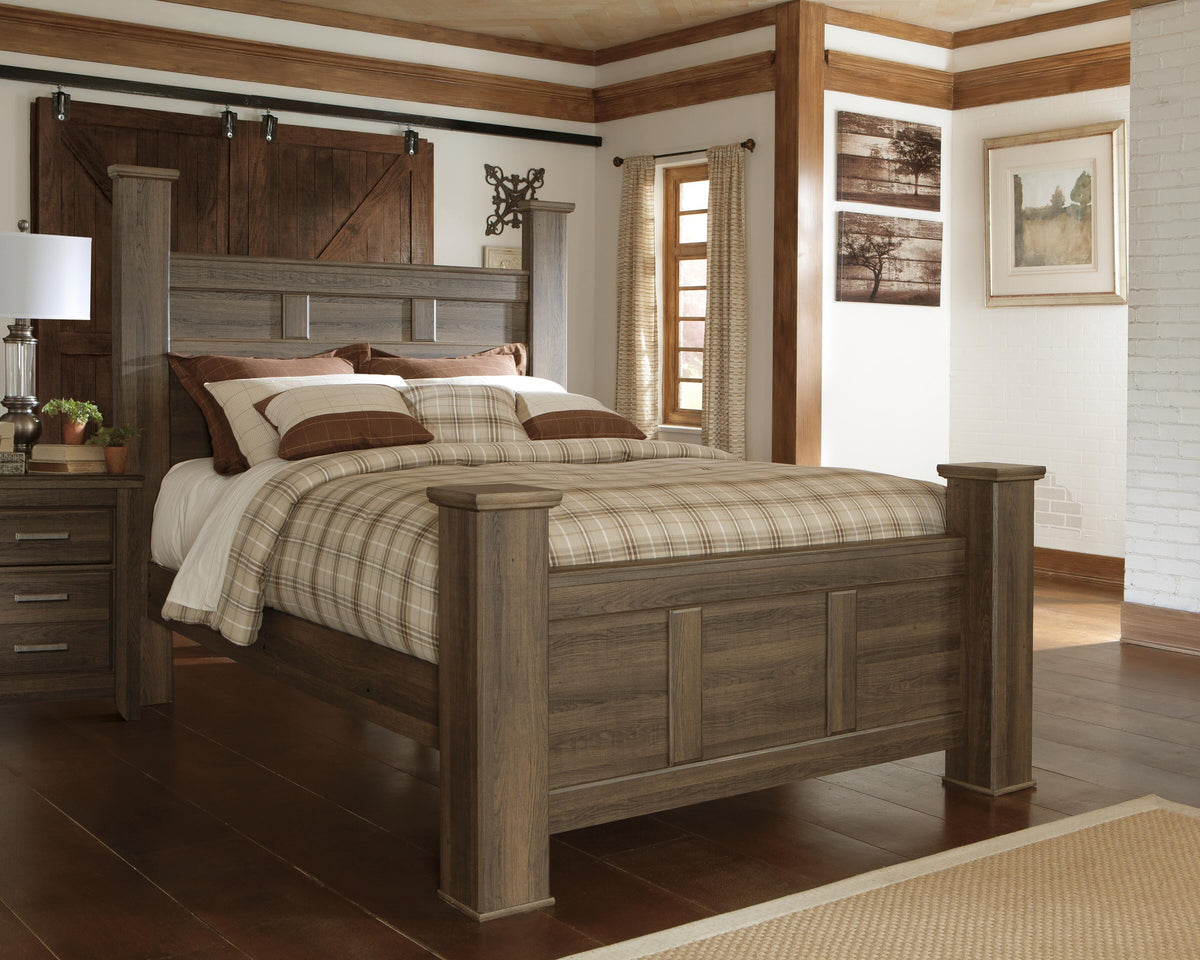 Juararo Poster Bed and 2 Nightstands - Dark Brown  (B251-SI) - Image 7