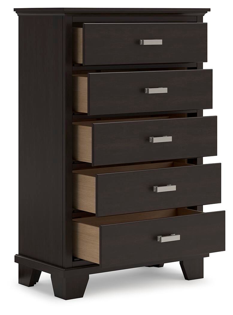 Covetown Panel Bed, Dresser, Mirror, Chest and Nightstand - Dark Brown  (B441-SI) - Image 9