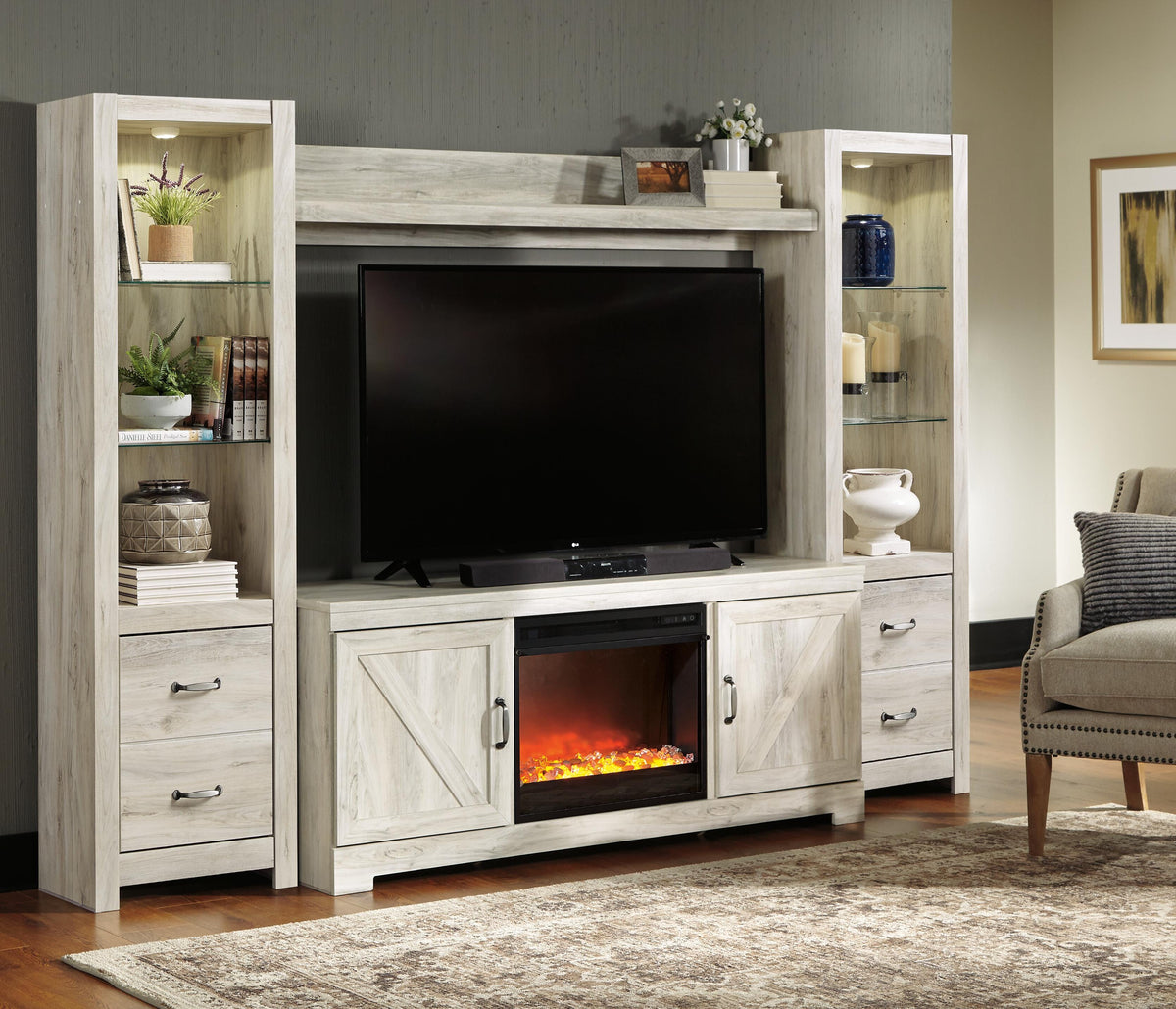 Bellaby 4-Piece Entertainment Center with Fireplace (W331-SI) - Image 7