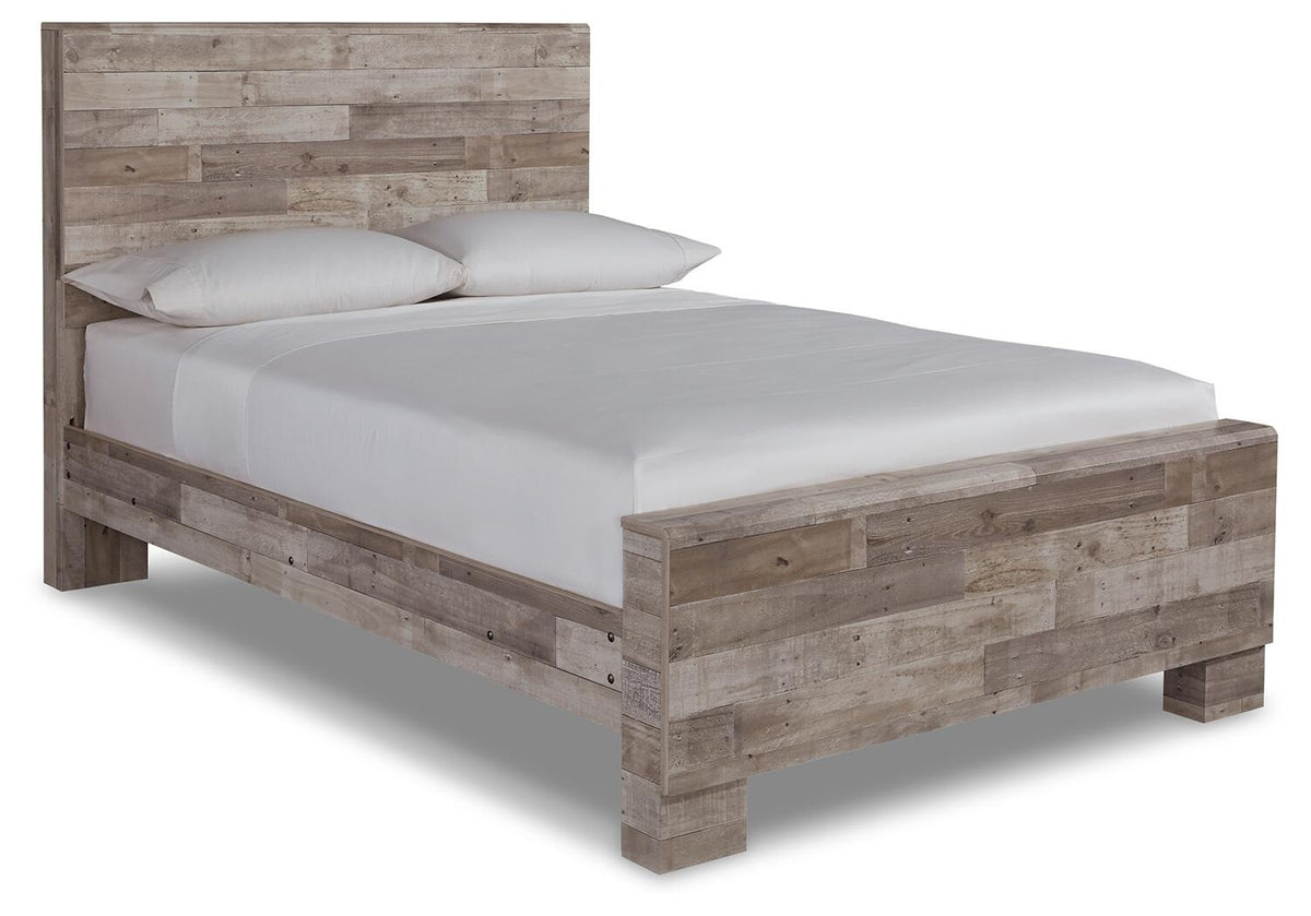 Effie Panel Bed (Youth) - Whitewash  (B255-SI)
