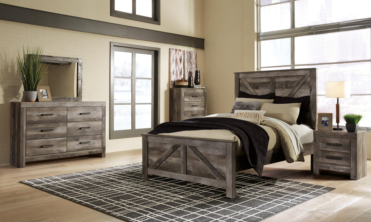Wynnlow Crossbuck Panel Bed, Dresser, Mirror, and Nightstand - Gray  (B440-SI) - Image 11