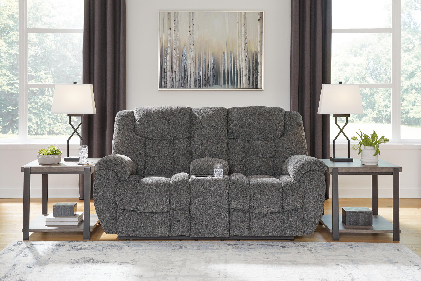 Foreside Reclining Loveseat with Console (38104-SI) - Image 17