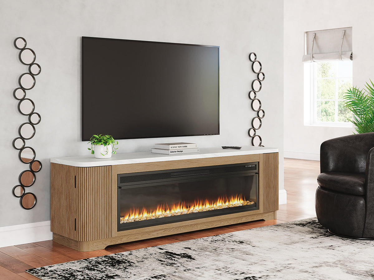 Camdill 80 TV Stand with Electric Fireplace (W808-SI) - Image 3