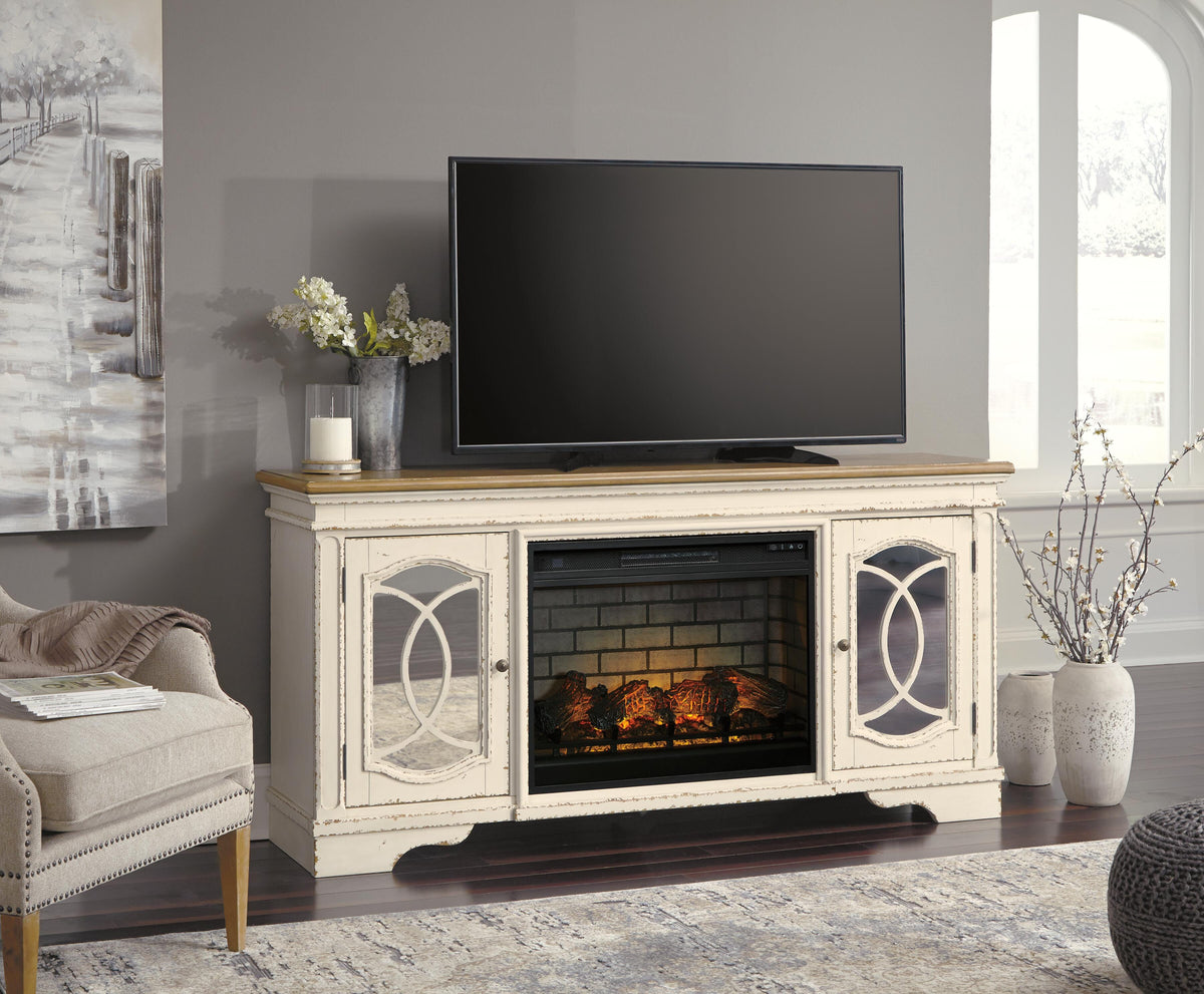 Realyn 74 TV Stand with Electric Fireplace (W743-SI) - Image 3
