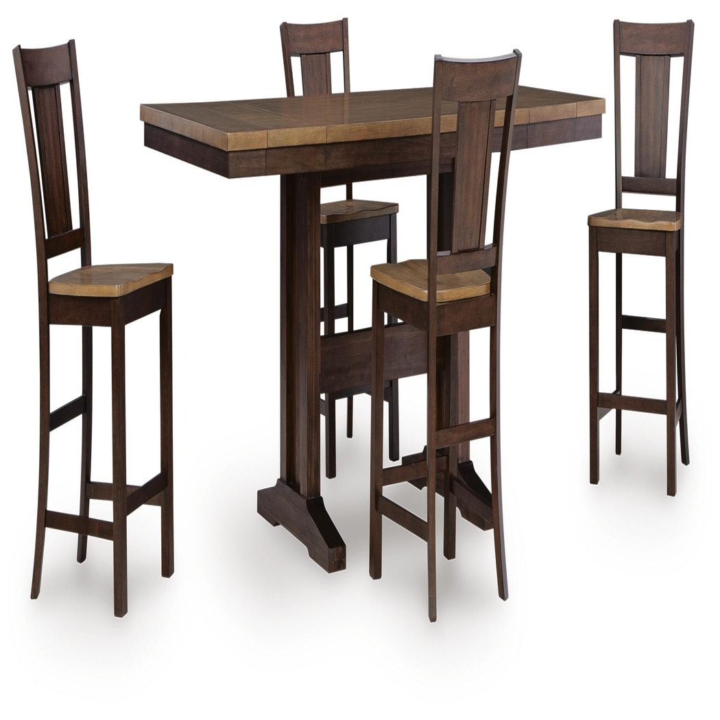 Rylandeen Counter Height Extension Dining Table and 4 Barstools (PCD651-SI)