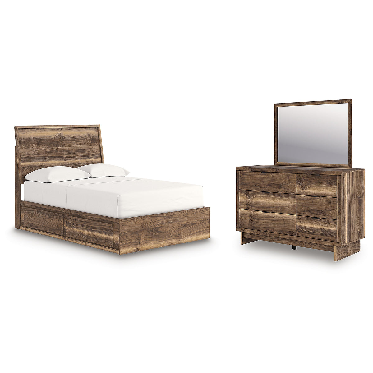 Chirason Full Panel Storage Bed, Dresser and Mirror (PCB3367-SI)