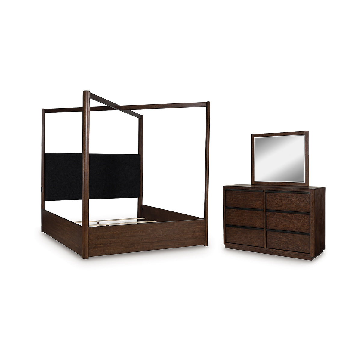 Dilenno Queen Canopy Bed, Dresser and Mirror (PCB857-SI)