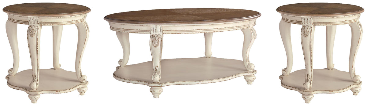 Realyn Coffee Table and 2 End Tables - White/Brown  (T743-SI) - Image 2