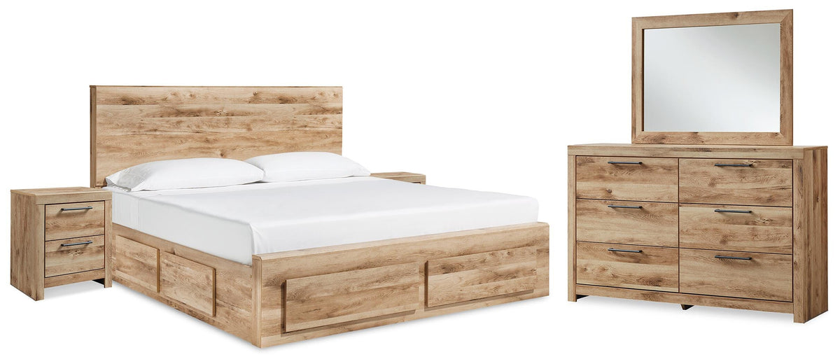 Hyanna Panel Storage Bed, Dresser, Mirror and 2 Nightstands (B1050-SI)