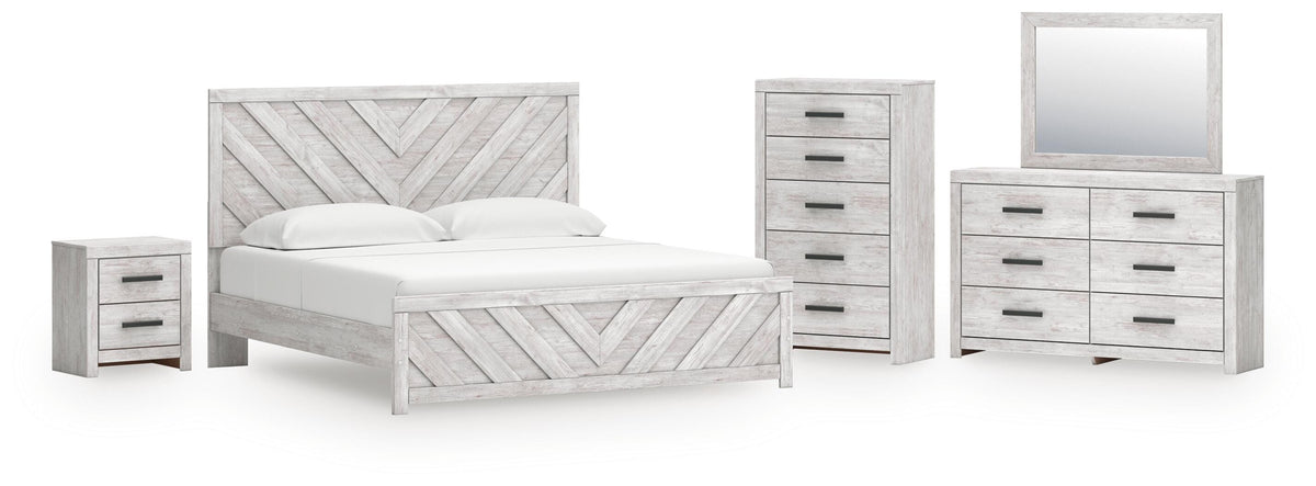Cayboni Panel Bed, Dresser, Mirror, Chest and Nightstand (B3788-SI)