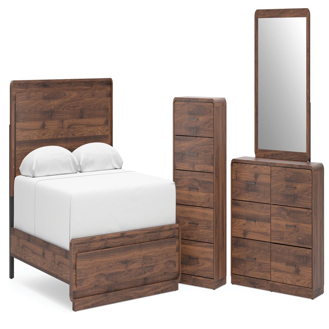 Fortlorn King Panel Bed, Dresser, Mirror and Chest (PCB386-SI)