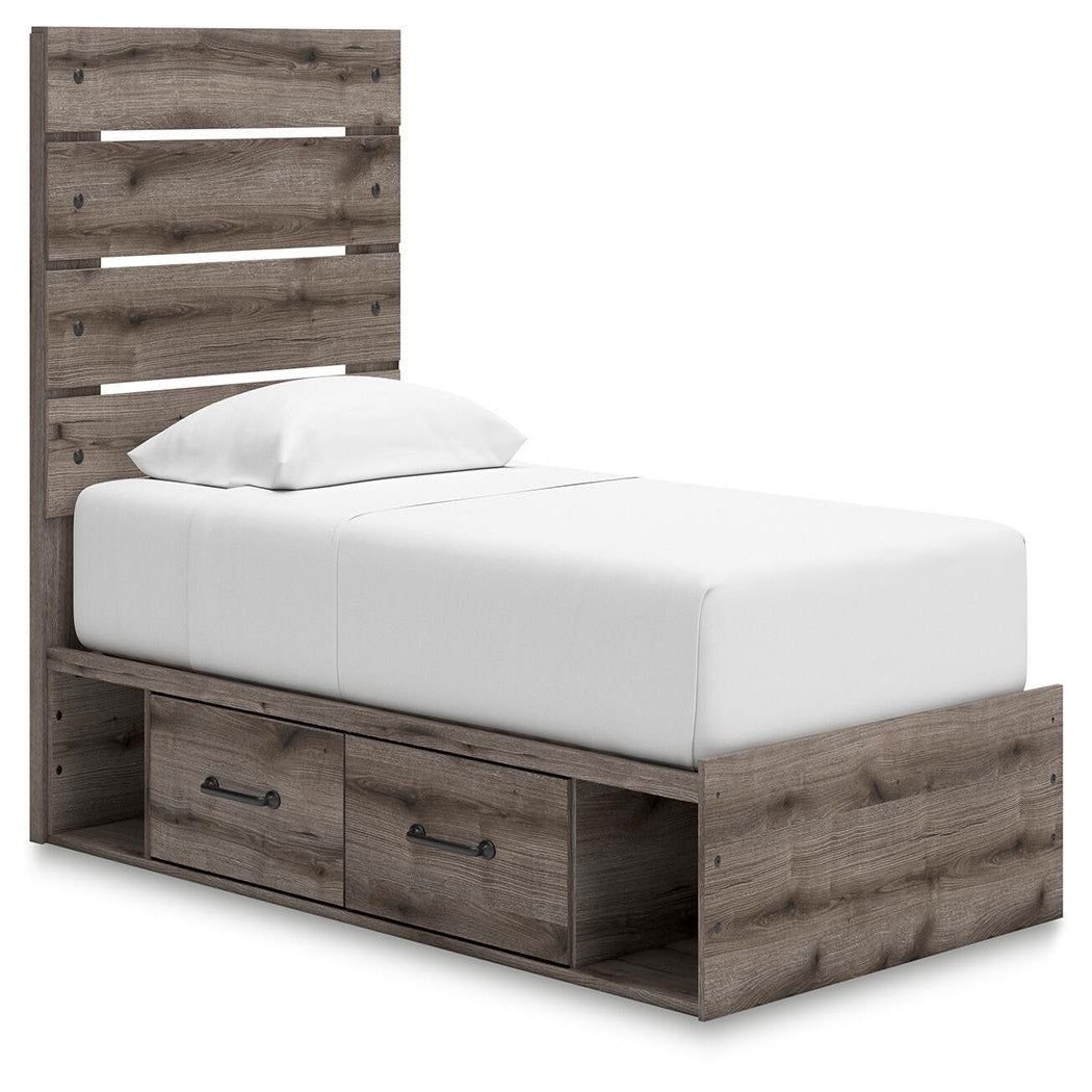 Graystorm Twin Panel Bed with Storage (PCB2405-SI)
