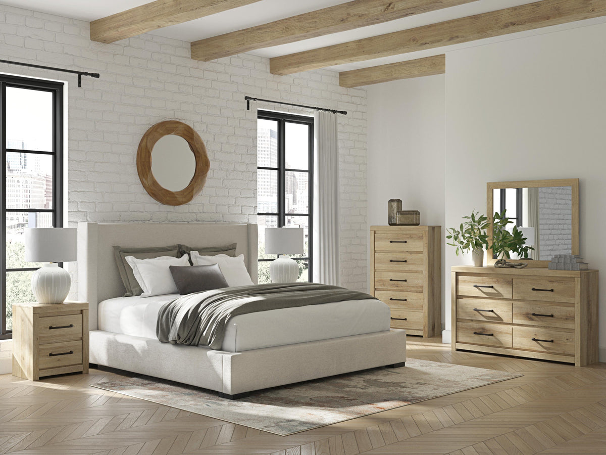 Brozmont Upholstered Storage Bed - Oatmeal  (B1045-SI) - Image 11