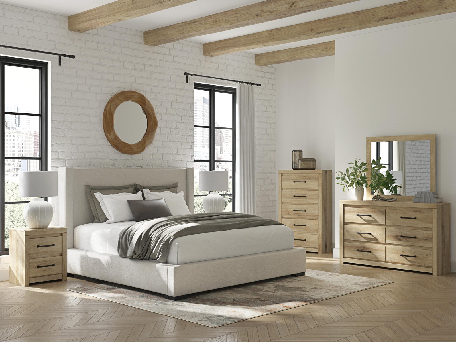 Brozmont Upholstered Storage Bed - Oatmeal  (B1045-SI) - Image 11