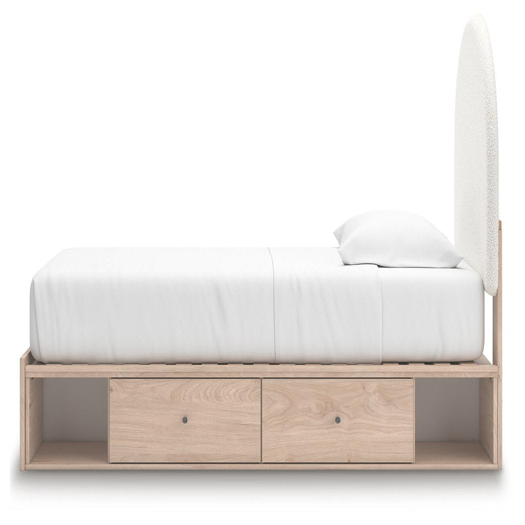 Arloster Twin Upholstered Panel Bed with Storage (PCB1566-SI) - Image 7