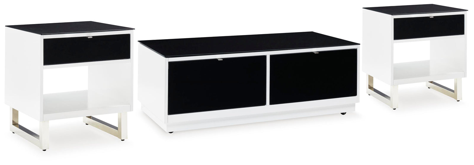 Gardoni Coffee Table and 2 End Tables - White/Black  (T756-SI) - Image 2