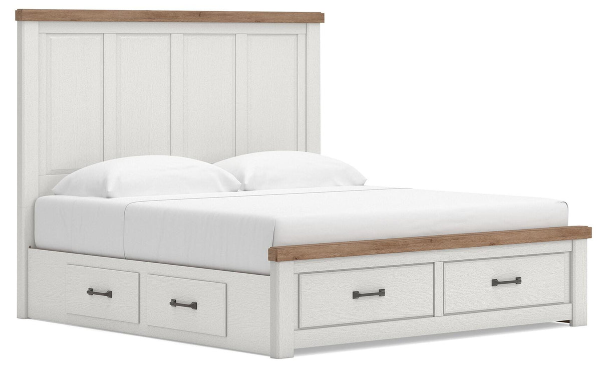 Savonport Panel Storage Bed - White/Brown  (B4615-SI)