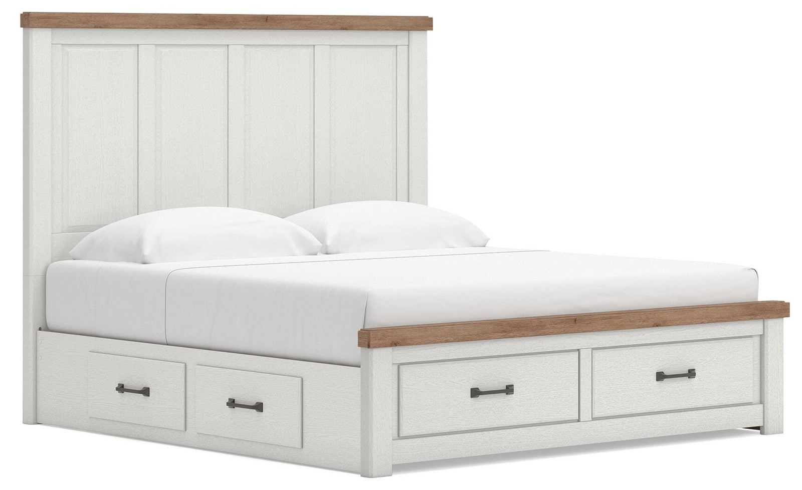 Savonport Panel Storage Bed - White/Brown  (B4615-SI)