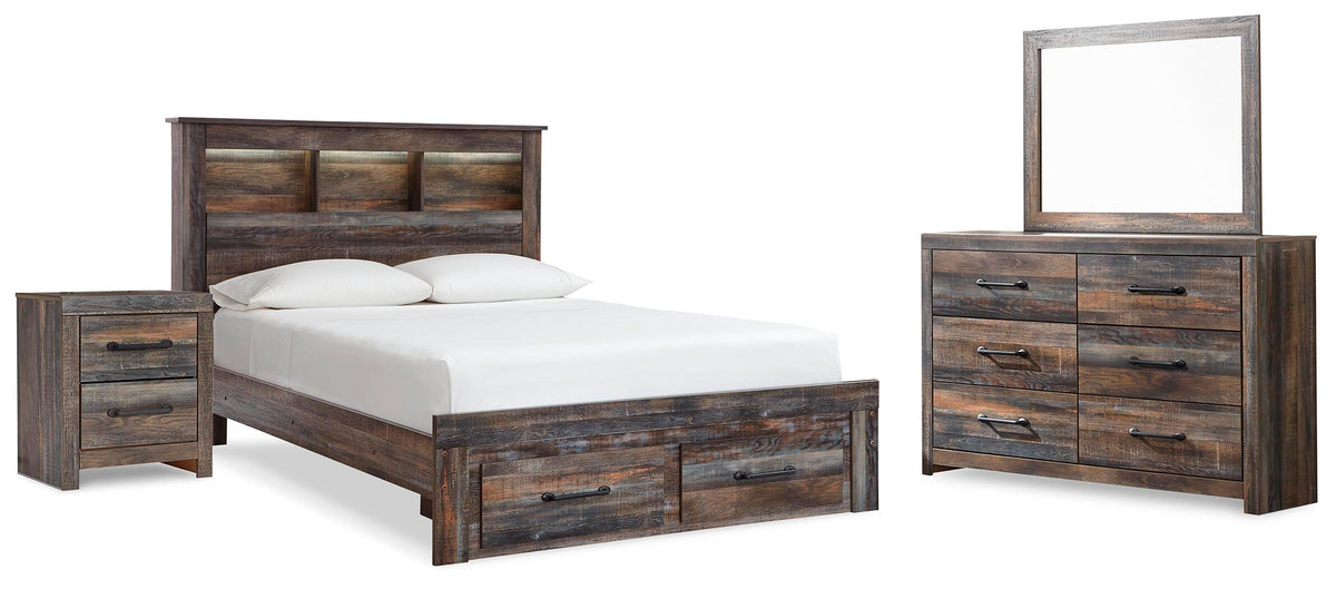 Drystan Bookcase Storage Bed, Dresser, Mirror and Nightstand - Multi  (B211-SI)