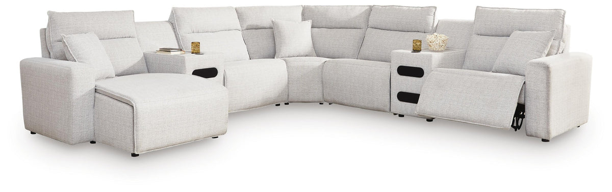 Modmax II 7-Piece Power Reclining Sectional with Chaise and Audio Consoles (65907-SI)