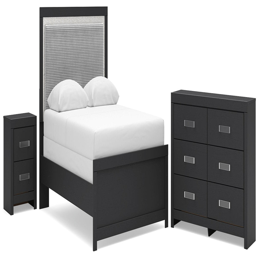 Maeling Queen Upholstered Panel Bed, Dresser and Nightstand (PCB1115-SI)