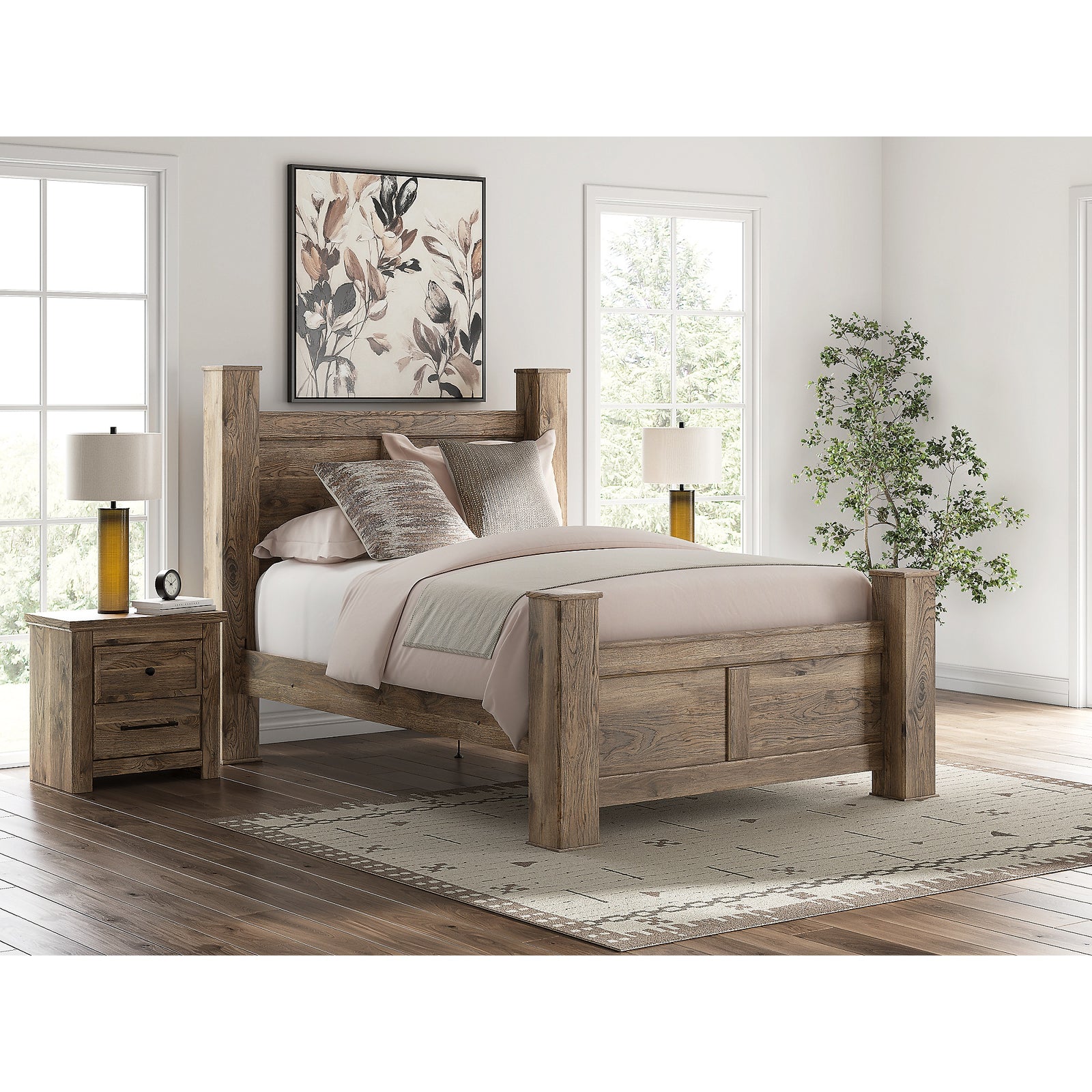 Rusticott Queen Poster Bed, Dresser and Mirror (PCB2260-SI) - Image 16