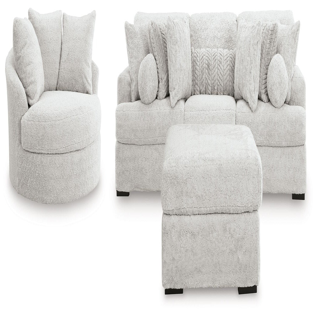 Cuddle Plush 3-Piece Sectional, Chair and Ottoman (PC59106-SI)
