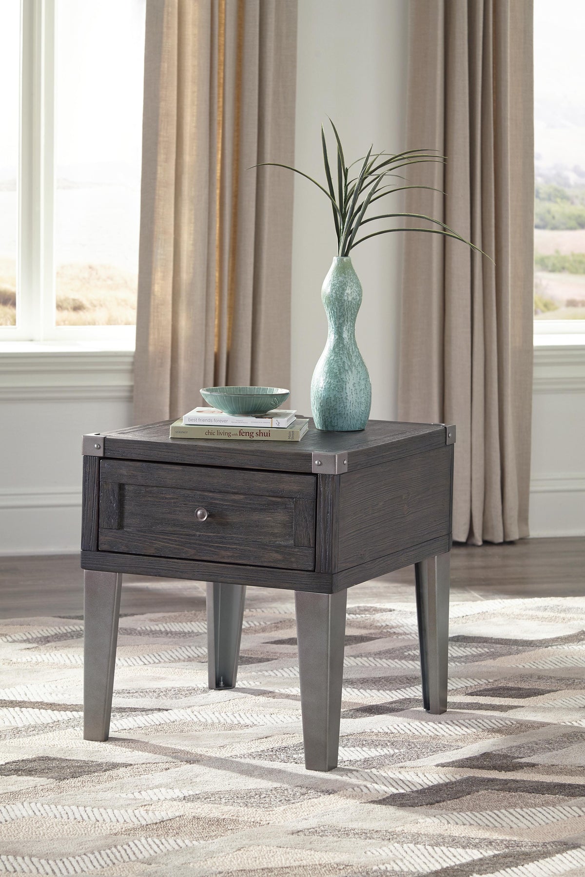 Todoe End Table with USB Ports &amp; Outlets - Dark Gray  (T901-SI) - Image 3