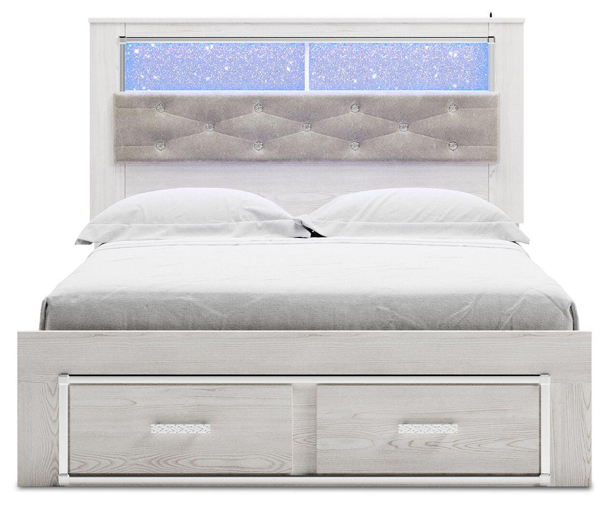 Altyra Upholstered Bookcase Bed with Storage - White  (B2640-SI) - Image 4