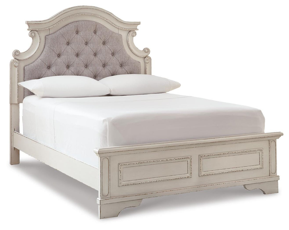 Realyn Upholstered Panel Bed, Dresser, Mirror and 2 Nightstands (B743-SI) - Image 3