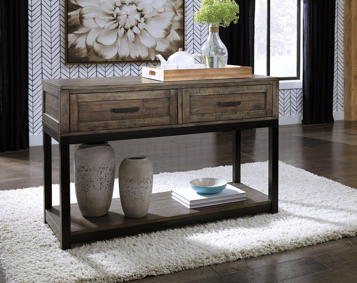 Johurst Sofa/Console Table - Grayish Brown  (T444-SI) - Image 4