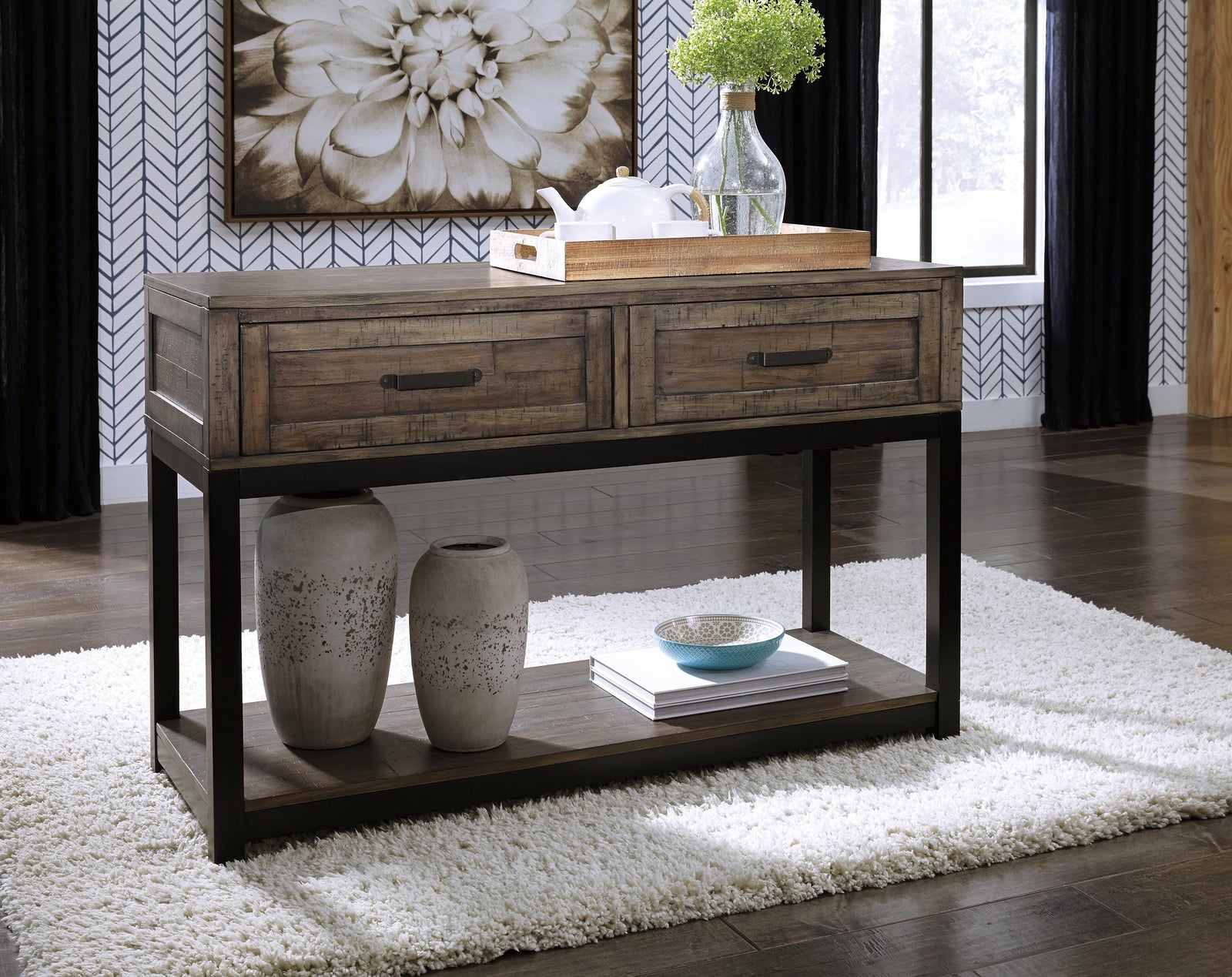 Johurst Sofa/Console Table - Grayish Brown  (T444-SI) - Image 4
