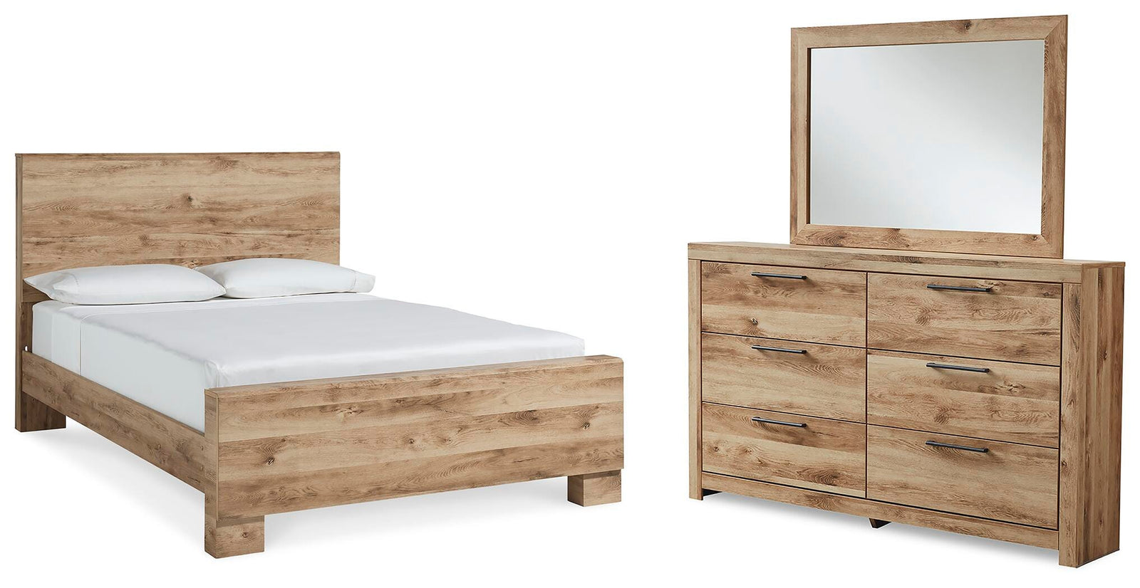 Hyanna Panel Bed, Dresser and Mirror - Tan Brown  (B1050-SI)