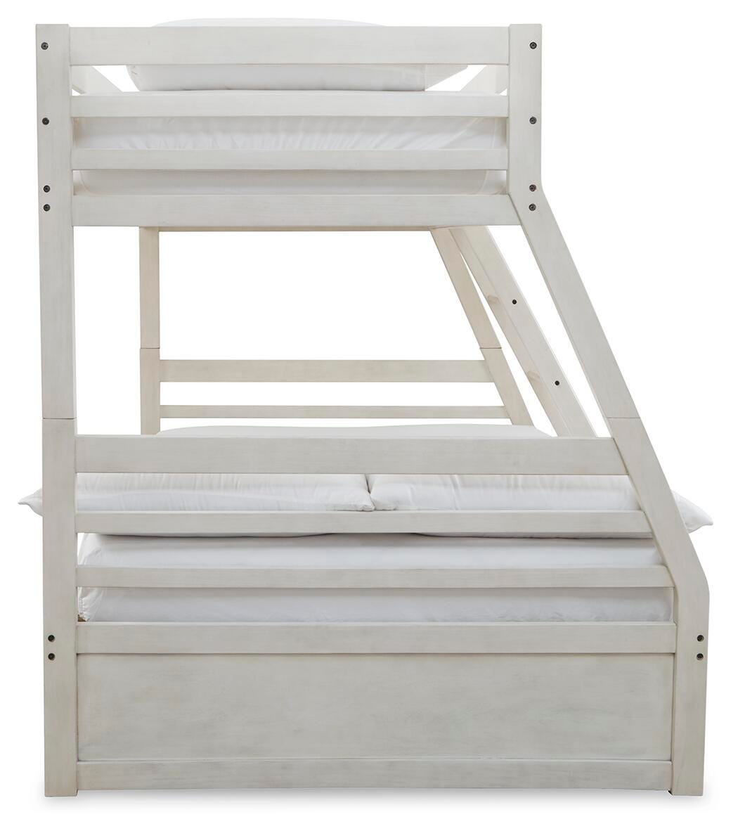 Robbinsdale Twin over Full with Storage and Mattresses - Antique White  (B742-SI) - Image 3