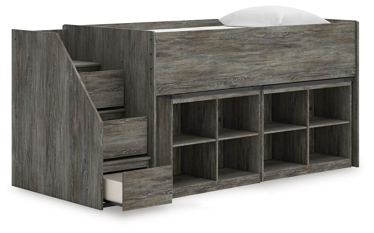 Frandern Loft Bed with Bookcase Storage (Youth) - Warm Gray  (B4480-SI) - Image 5