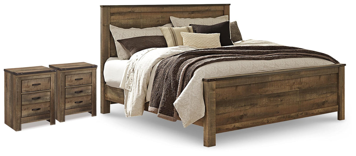 Trinell Panel Bed and 2 Nightstands (B446-SI)
