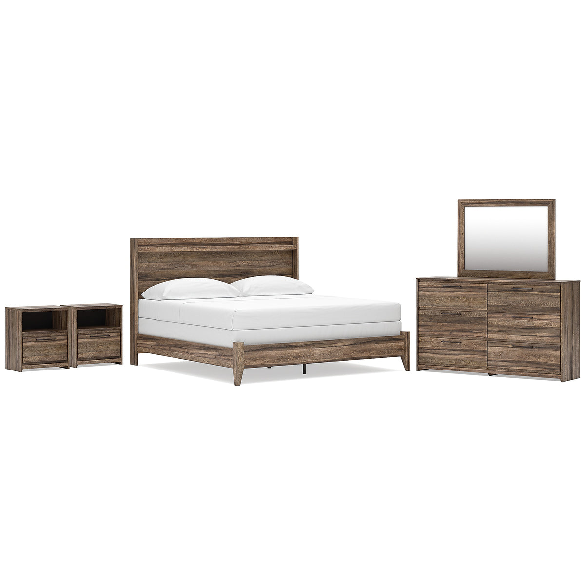 Elbrim King Panel Bed, Dresser, Mirror and 2 Nightstands (PCB2005-SI)