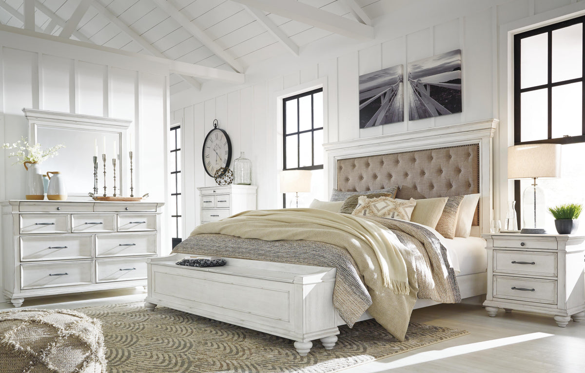 Kanwyn Upholstered Storage Bed, Dresser, Mirror and Nightstand - Whitewash  (B777-SI) - Image 11