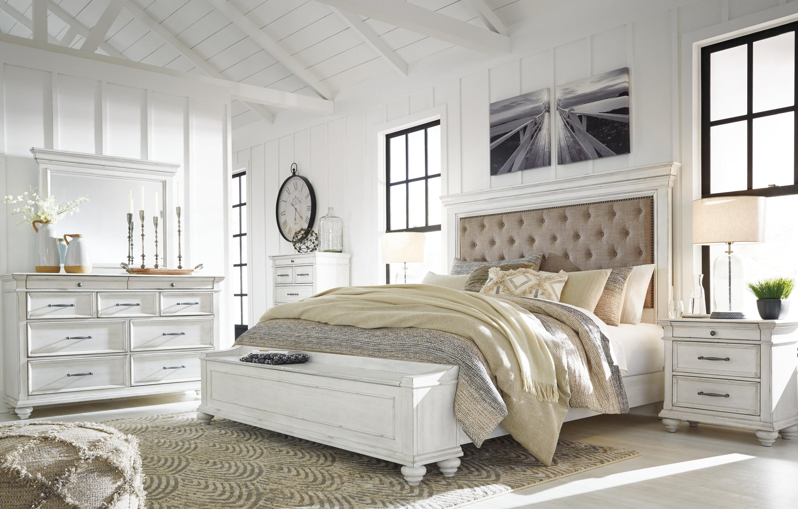 Kanwyn Upholstered Storage Bed, Dresser, Mirror and Nightstand - Whitewash  (B777-SI) - Image 11