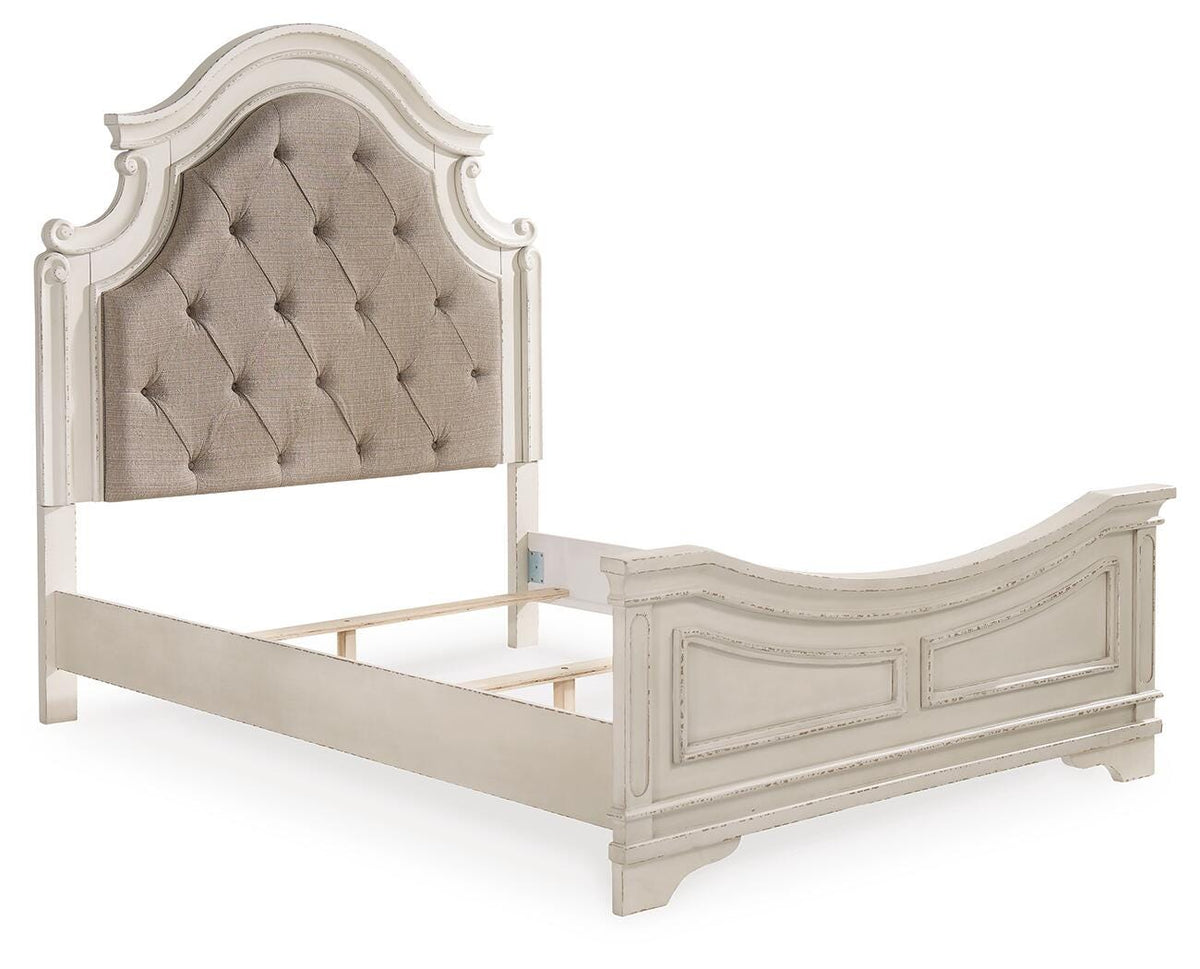 Realyn Upholstered Panel Bed, Dresser, Mirror and 2 Nightstands - Two-tone  (B743-SI) - Image 5