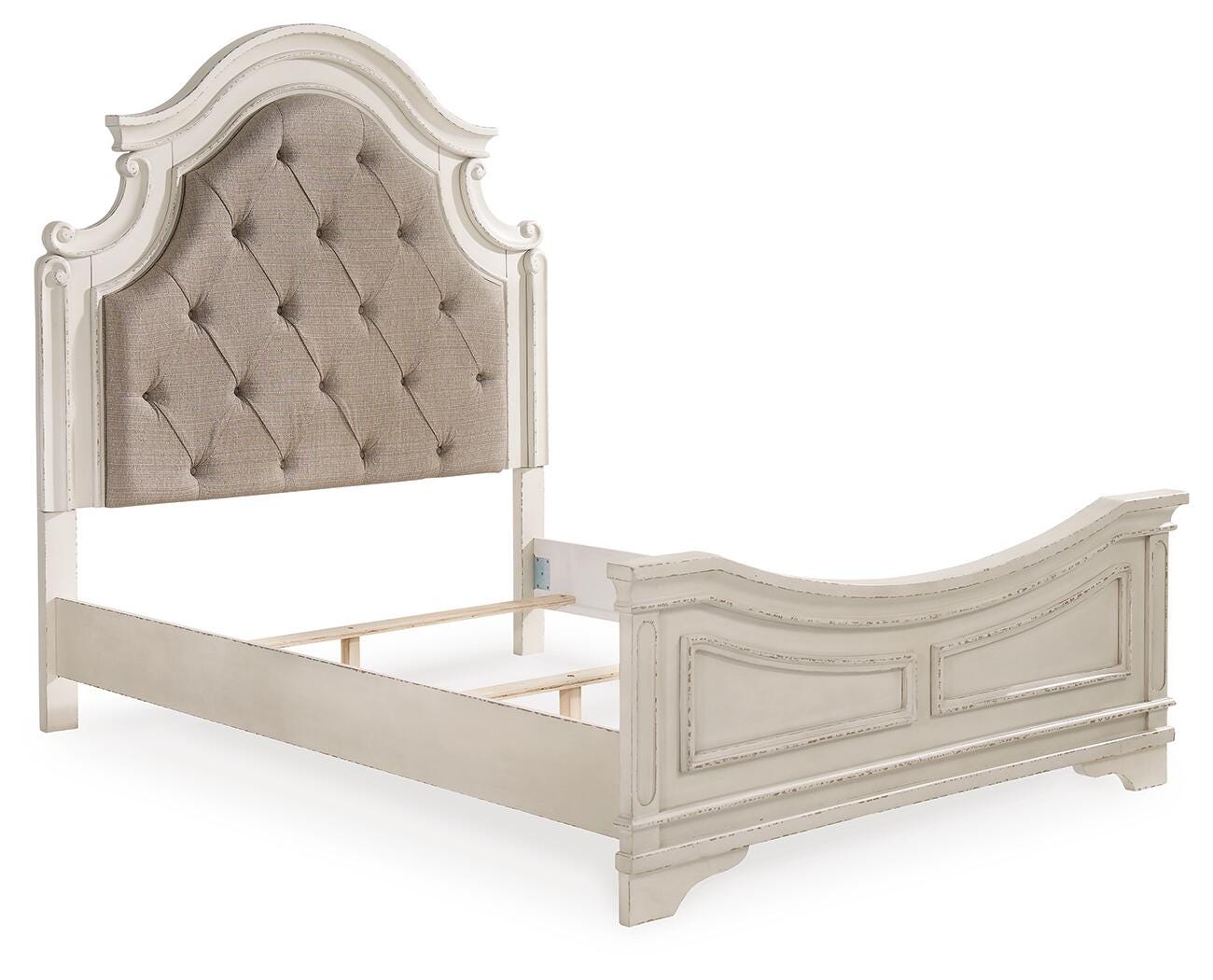 Realyn Upholstered Panel Bed, Dresser, Mirror and 2 Nightstands - Two-tone  (B743-SI) - Image 5