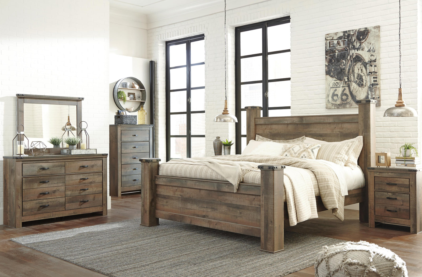 Trinell Poster Bed - Brown  (B446-SI) - Image 6