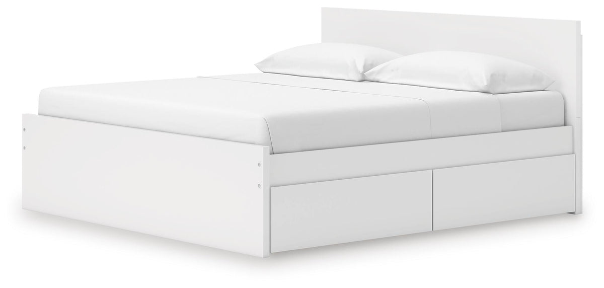 Onita Panel Platform Bed with 2 Side Storage - White  (EB9630-SI) - Image 5