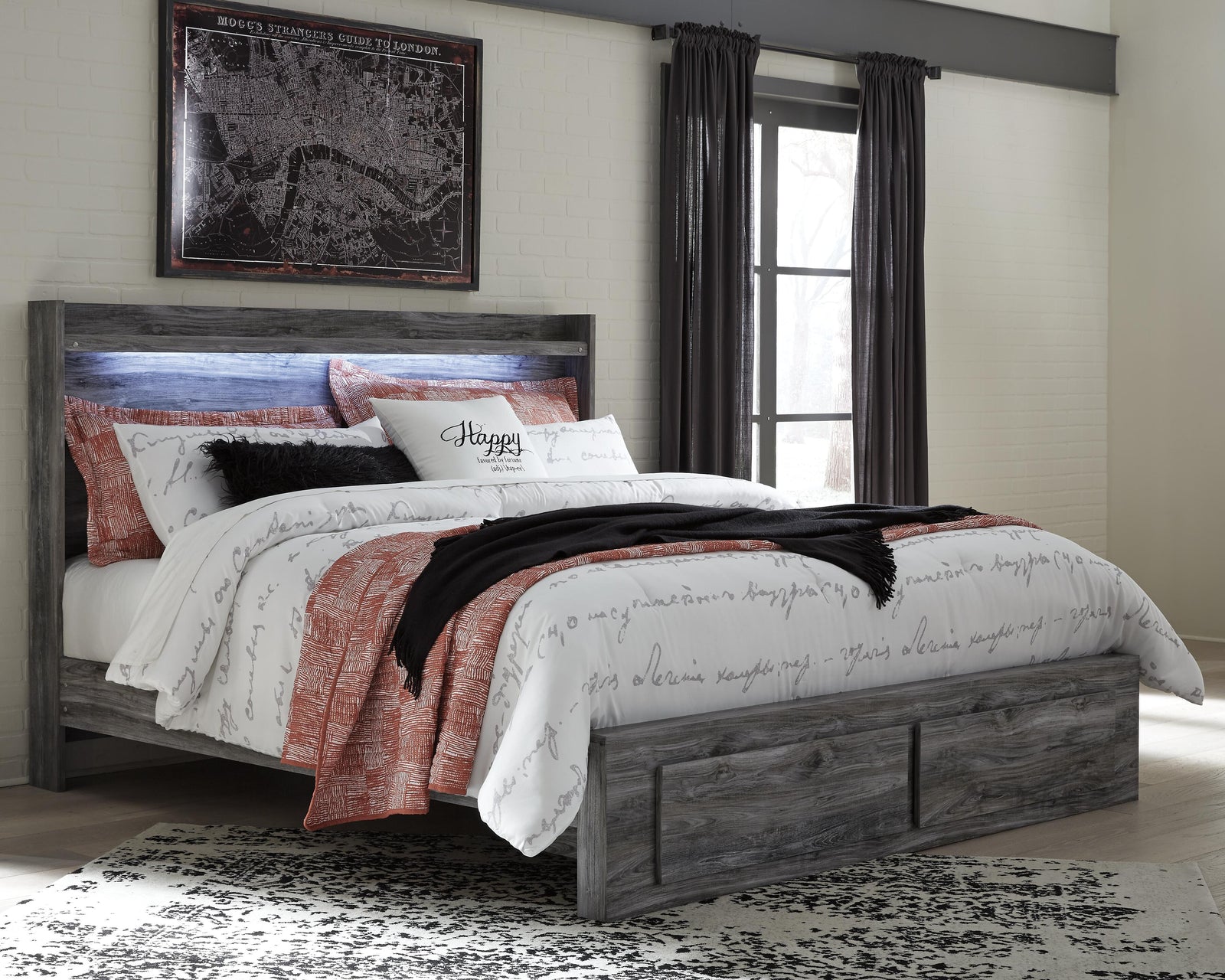 Baystorm Panel Bed with 2 Storage Drawers - Gray  (B221-SI) - Image 2