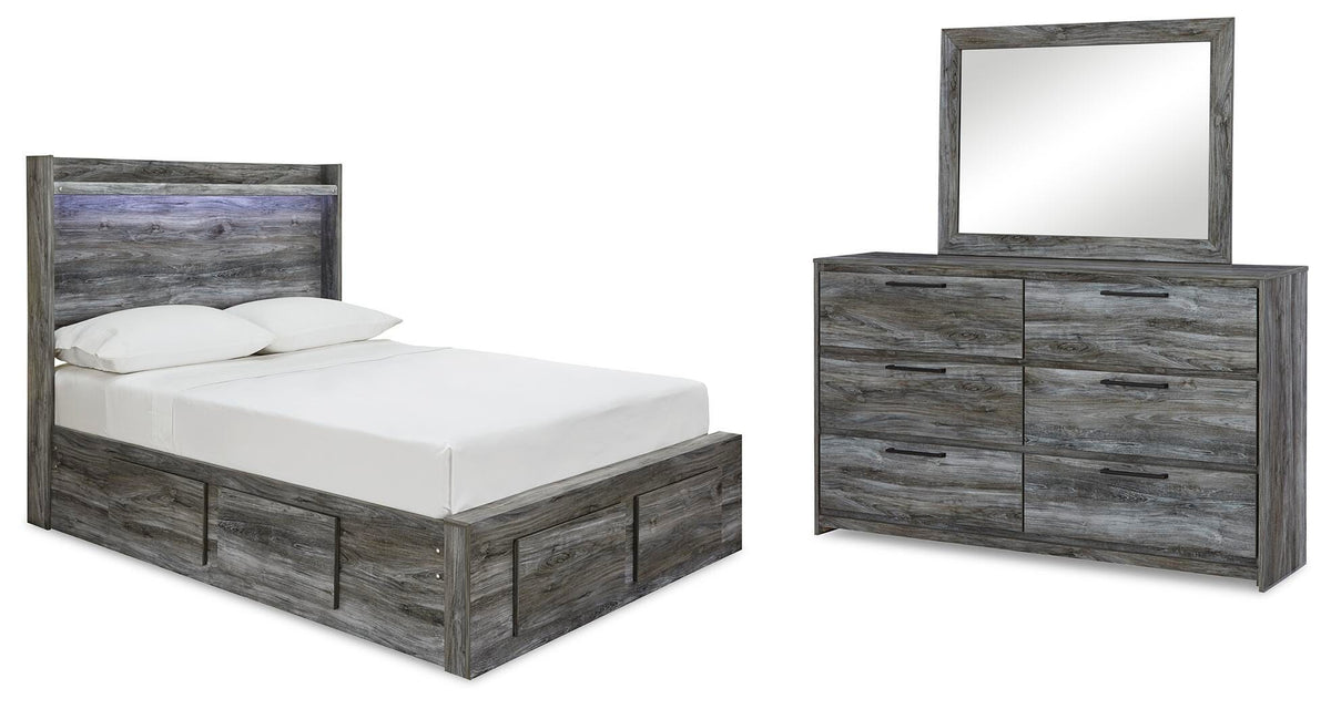 Baystorm Panel Storage Bed, Dresser and Mirror - Gray  (B221-SI)