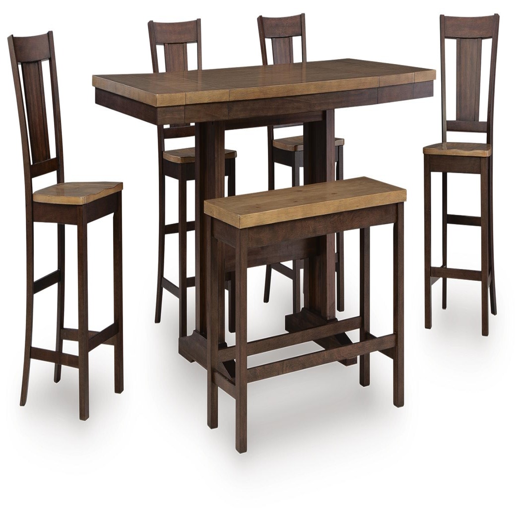 Rylandeen Counter Height Extension Dining Table 4 Barstools and Bench (PCD651-SI)