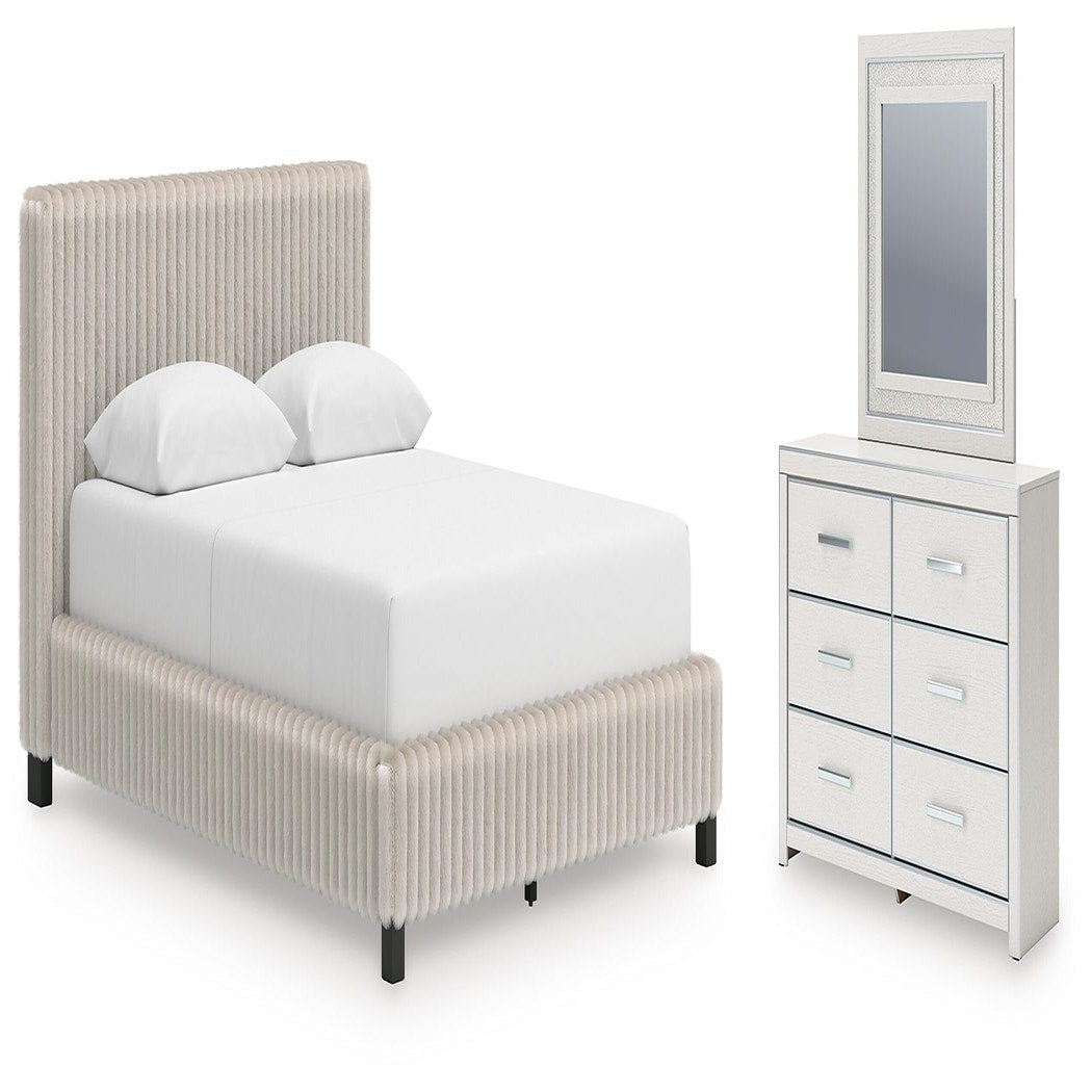 Zuraleus Queen Upholstered Bed, Dresser and Mirror (PCB3381-SI)