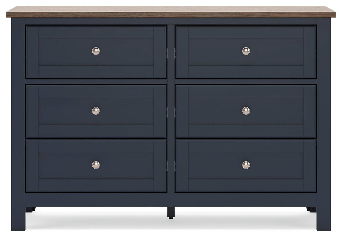 Landocken Panel Bed, Dresser, Chest and Nightstand - Brown/Blue  (B414-SI) - Image 2