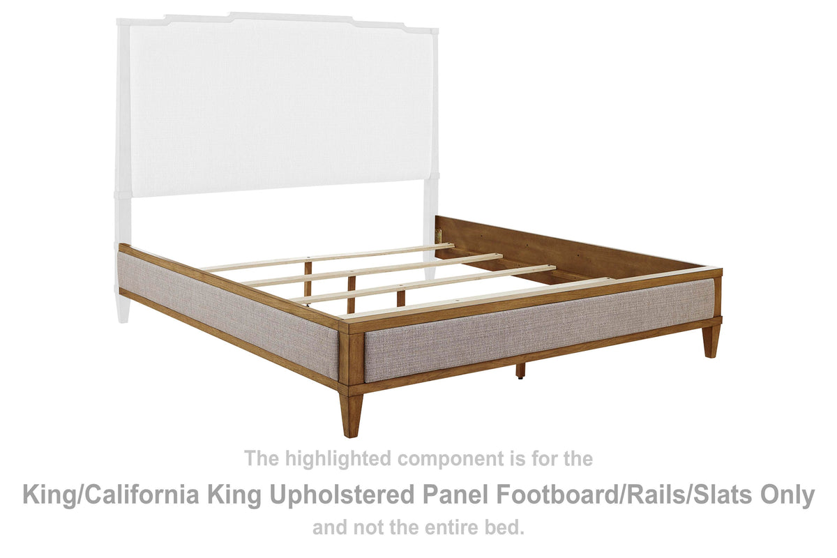Sharlance /California Upholstered Panel Footboard/Rails/Slats - Green/Brown  (B895-SI)