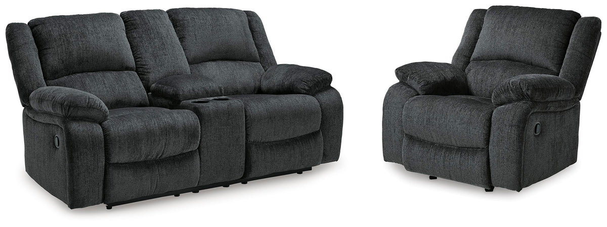Draycoll Reclining Loveseat with Console and Recliner (76504-SI)